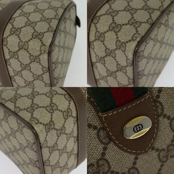 GUCCI GG Supreme Web Sherry Line Boston Bag PVC Beige Gold 40 02 006 Auth 141698 - Picture 14 of 15